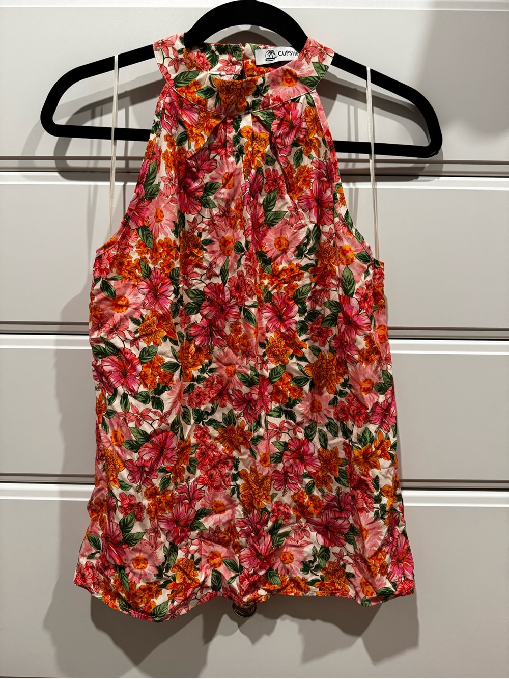 CupShe Nature Poem Floral Halter Neck Tank Top - Pink & Orange medium - Picture 2 of 6